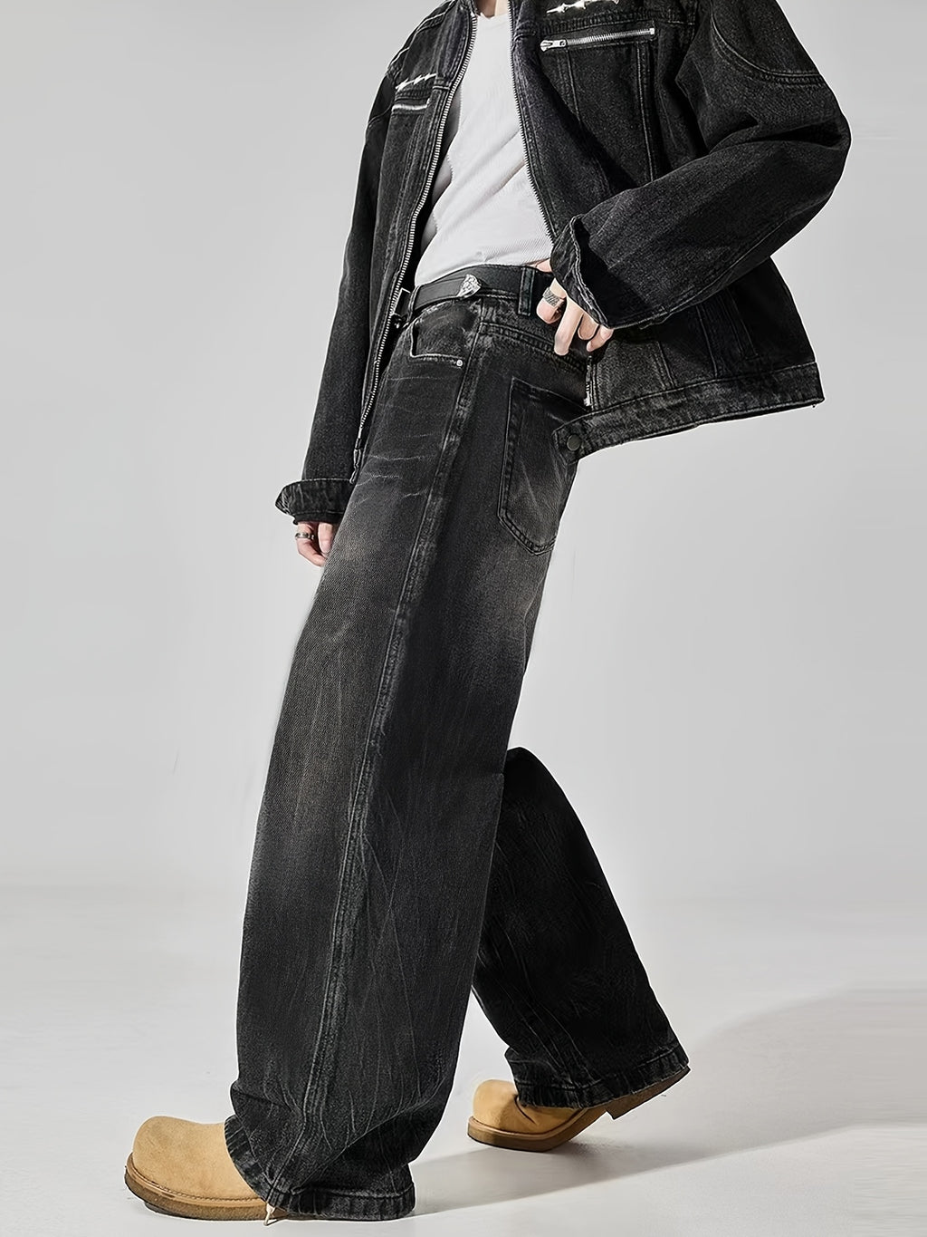 Men'S Spring\u002Fsummer American Loose Straight-leg Wide-leg Casual Jeans