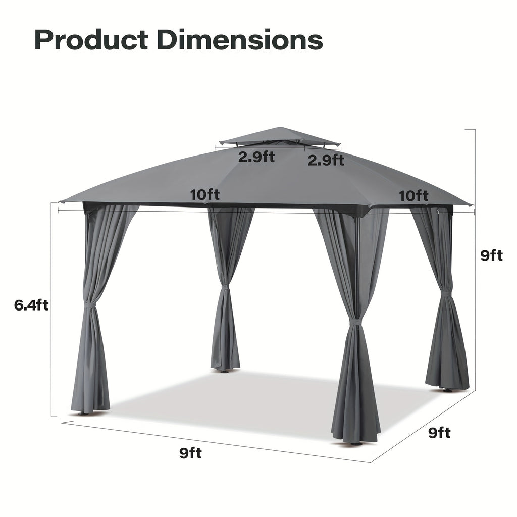 LUAUSAINT HOME 10X10 Ft Arch Gazebo Canopy Tent with Side Curtains, Easy Setup Party Tent Shelter for Patio, Poolside, Backyard And Lawn, Gray