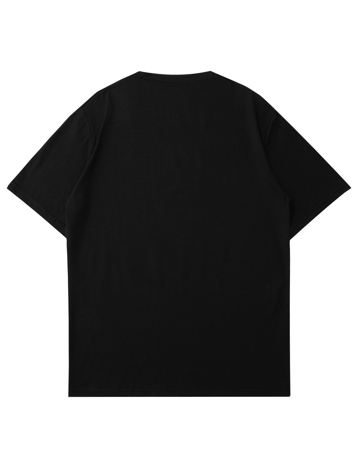 Boys, teenagers and students casual printed Black round neck pullover short-sleeved T-shirt summer tops