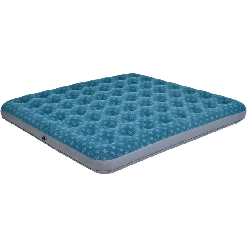 King Size Air Mattress Inflatable Bed with Flocking Surface - Heavy-Duty 250 lbs Capacity, Portable Sleeping Pad for Camping, Guest Bed, Home Use - Quick-Inflate Design, No Batteries\u002FElectricity, Durable & Comfortable, Blue & Patterned Flocking