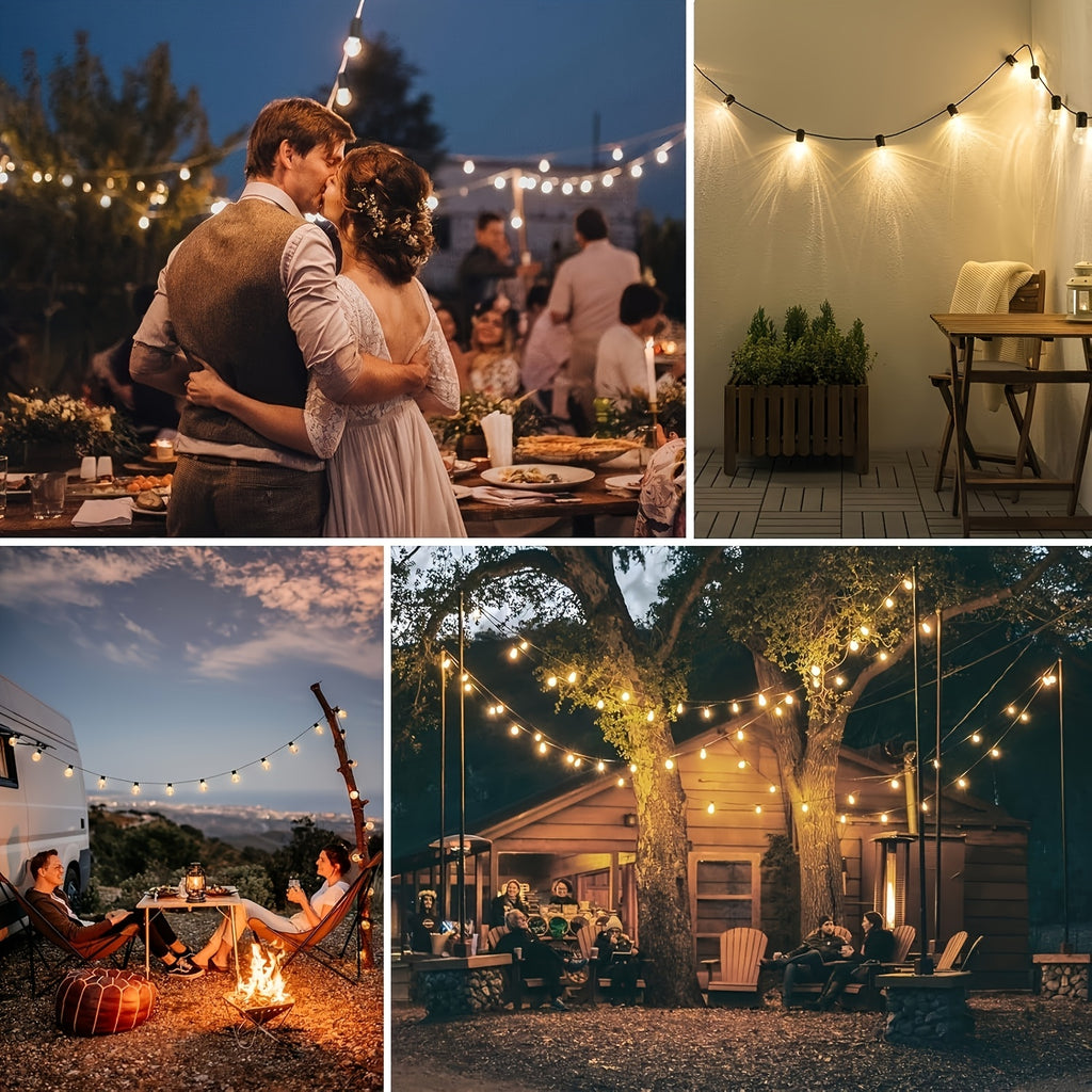 Solar Powered 50ft\u002F115ft\u002F240ft Solar String Lights - Dimmable ST38 LED, Shatterproof Bulbs - Patio Hanging Lights for Backyard, Garden, Party, Halloween, Christmas Decoration