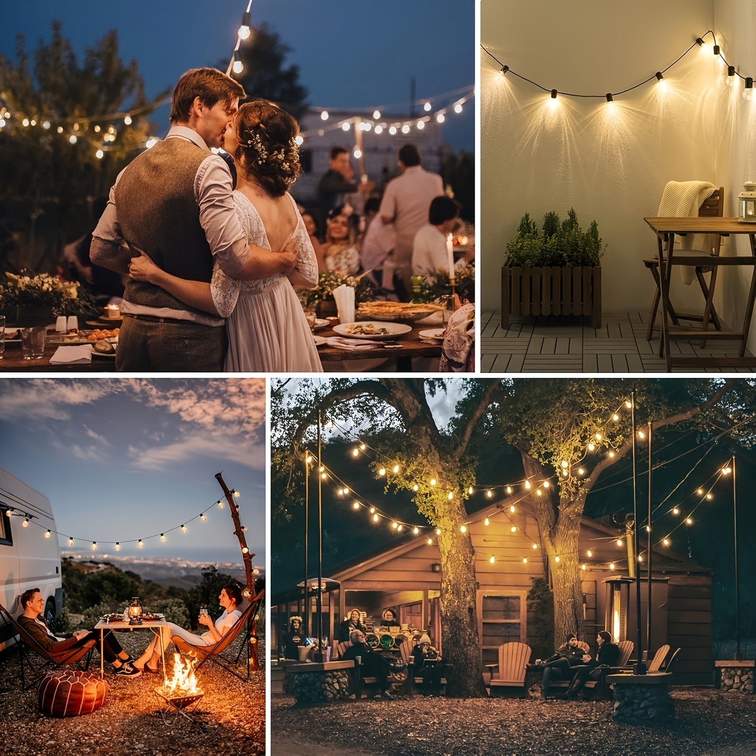 Solar Powered 50ft\u002F115ft\u002F240ft Solar String Lights - Dimmable ST38 LED, Shatterproof Bulbs - Patio Hanging Lights for Backyard, Garden, Party, Halloween, Christmas Decoration