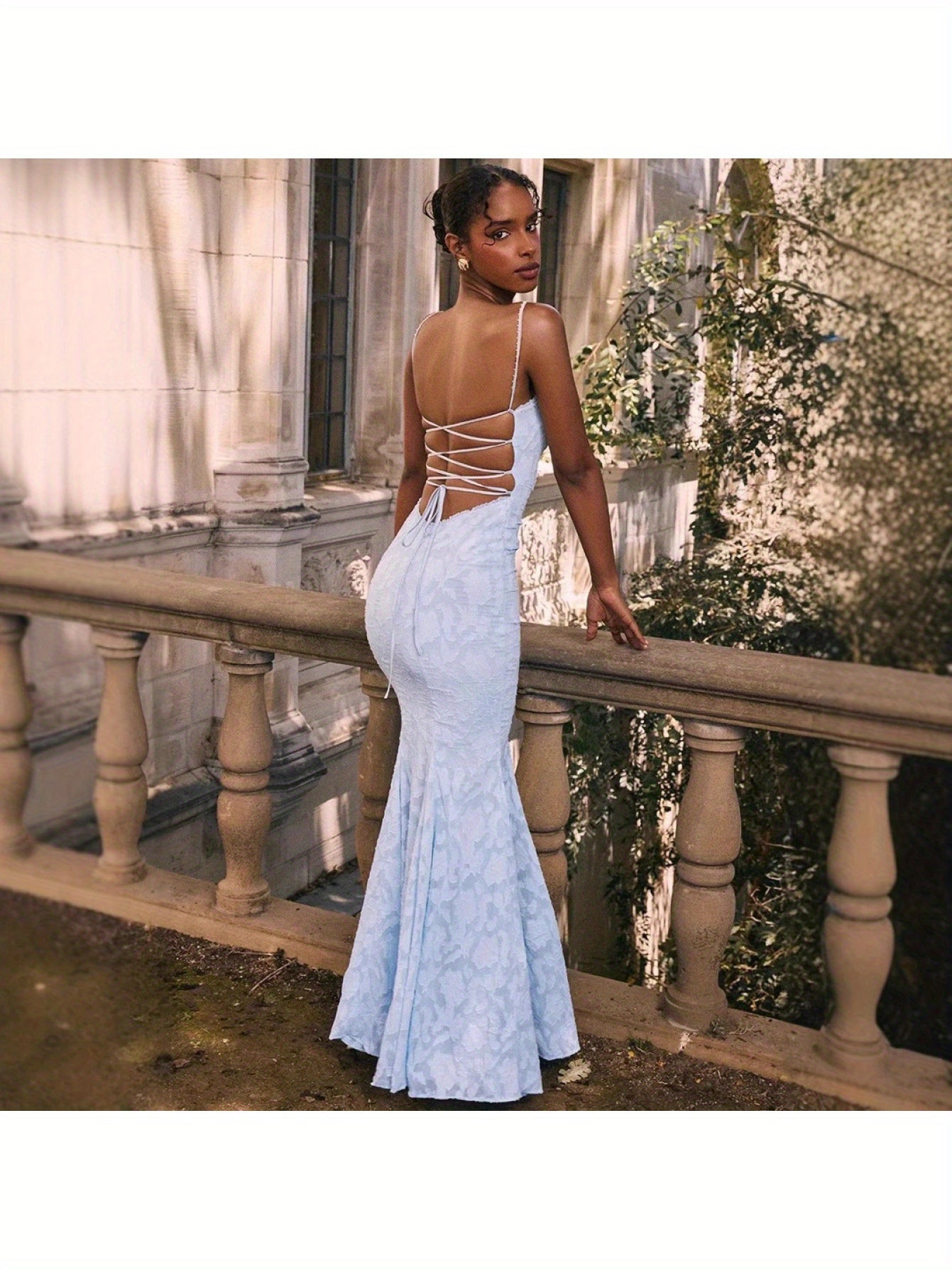 Sexy Strapless Slim Fit Lace Embossed Jacquard Fish Tail Long Dress - Y2K Style, Sleeveless V-Neck, Bodycon Silhouette, Solid Color, Perfect for Adult Women, Summer Fashion, Elegant Evening Wear | Y2K Fashion | Lace Detailing, Lace Dress