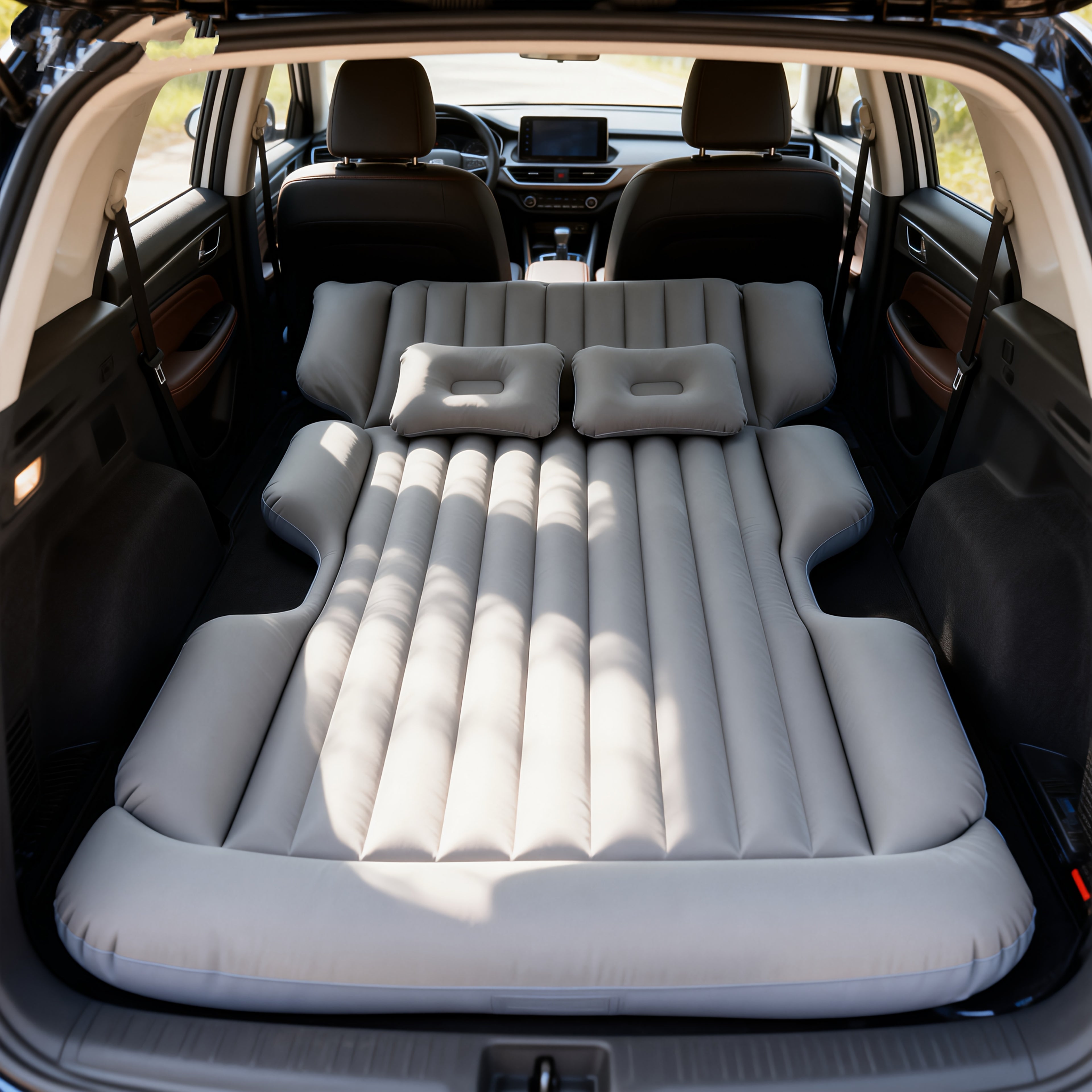 Comfortable Thickened Gray\u002FBlack Car Inflatable Mattress, Car Additions, Inflatable Car Bed for Truck And SUV Trunk, Foldable And Portable Skin-Friendly Back Seat Mattress, Camping Gear And Equipment