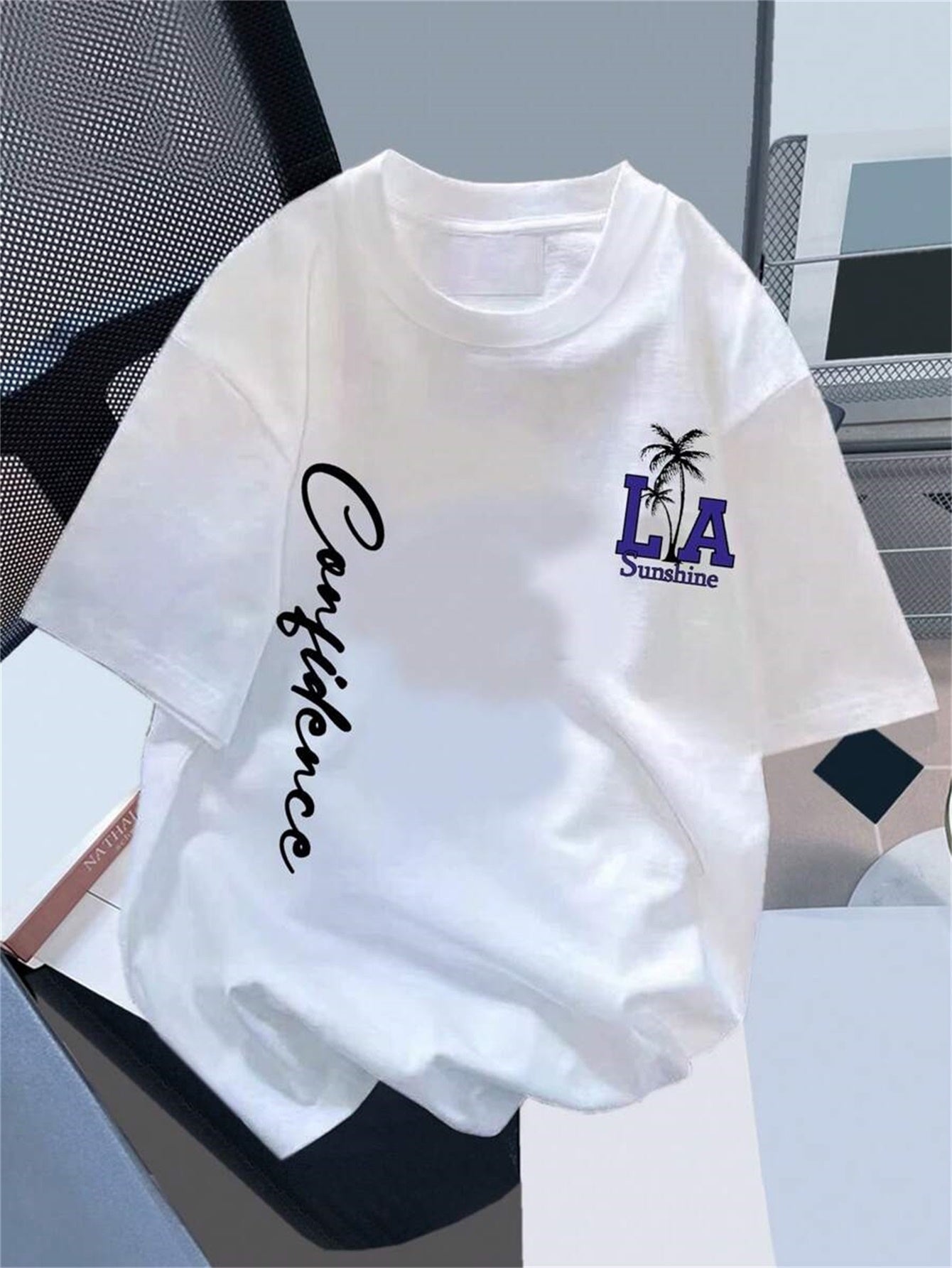 1-Pack ' Casual Printed White Round Neck Short-Sleeve T-Shirt - 100% Cotton, Summer Top, Cartoon Design, Soft & Breathable, Machine Washable, & Teens