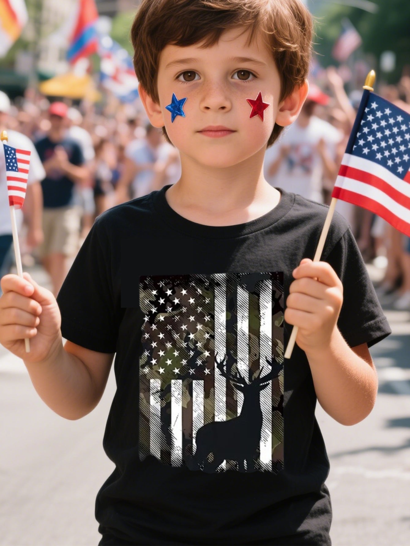 1pc T-Shirt with a Patriotic Day Graphic, Suitable for Celebrating July 4Th, Independence Day, Patriotic Day, Fireworks Day, for Both Boys And Girls