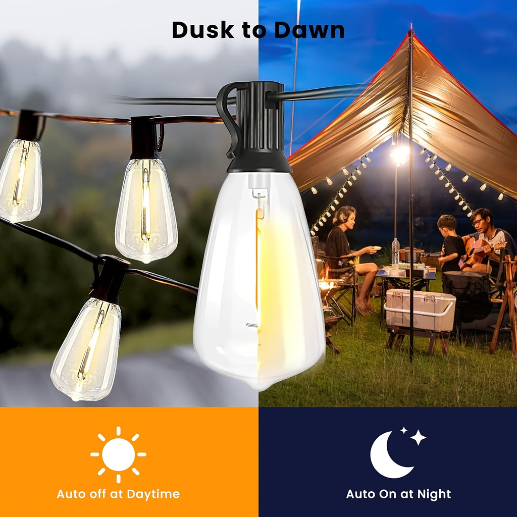 Solar Powered 50ft\u002F115ft\u002F240ft Solar String Lights - Dimmable ST38 LED, Shatterproof Bulbs - Patio Hanging Lights for Backyard, Garden, Party, Halloween, Christmas Decoration