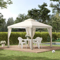 9.6'x9.6' Outdoor Gazebo Canopy Tent with 2-Tier Roof & White Canopy - Heavy-Duty Easy Assembly Patio Pavilion, Spacious Shade for Backyard,, Poolside - Fits 4-6 People, Durable Design