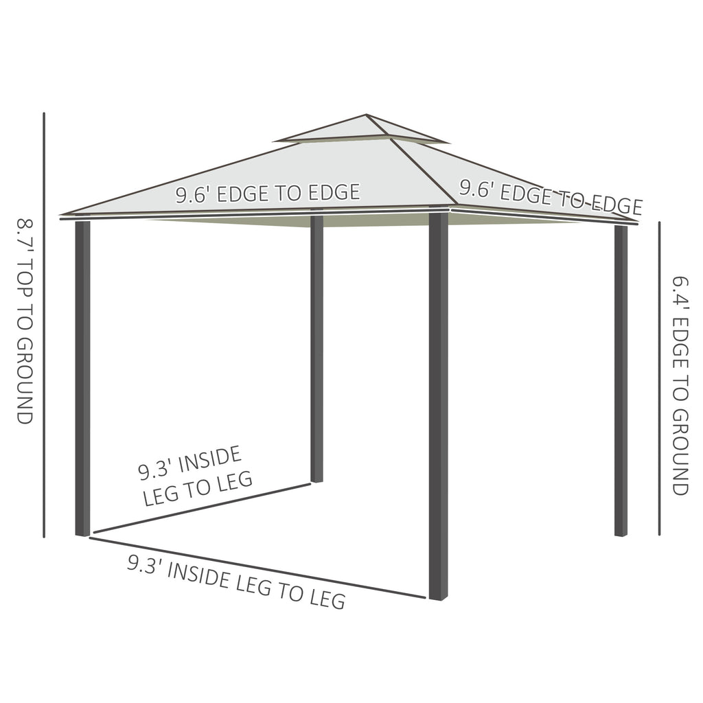 9.6'x9.6' Outdoor Gazebo Canopy Tent with 2-Tier Roof & White Canopy - Heavy-Duty Easy Assembly Patio Pavilion, Spacious Shade for Backyard,, Poolside - Fits 4-6 People, Durable Design