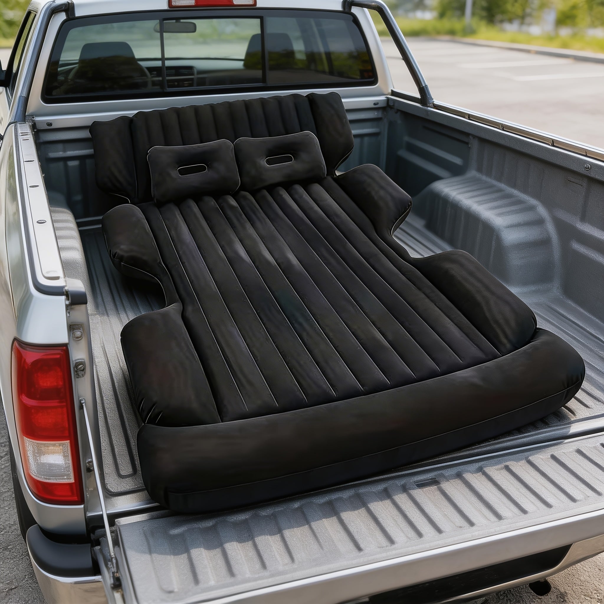 Comfortable Thickened Gray\u002FBlack Car Inflatable Mattress, Car Additions, Inflatable Car Bed for Truck And SUV Trunk, Foldable And Portable Skin-Friendly Back Seat Mattress, Camping Gear And Equipment