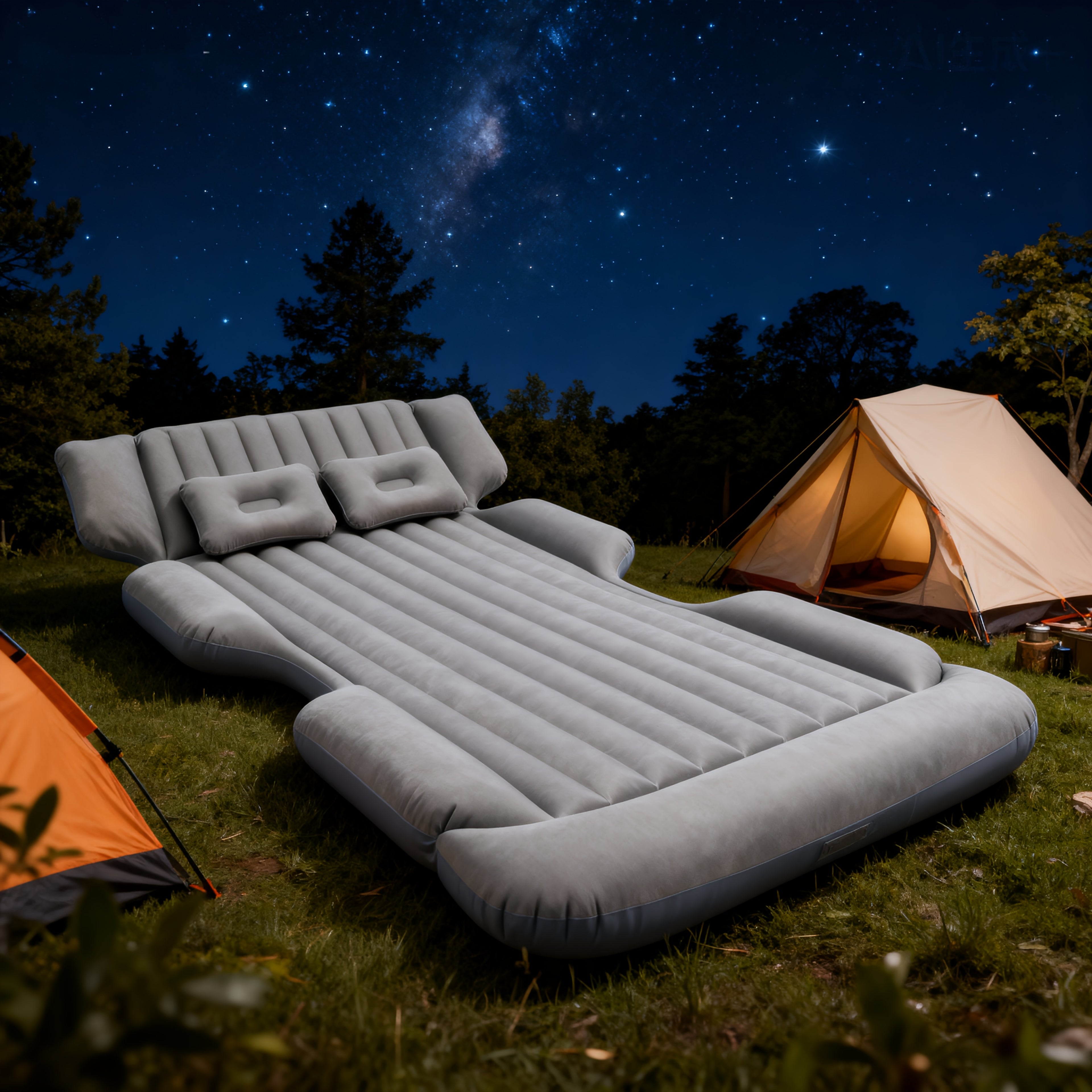 Comfortable Thickened Gray\u002FBlack Car Inflatable Mattress, Car Additions, Inflatable Car Bed for Truck And SUV Trunk, Foldable And Portable Skin-Friendly Back Seat Mattress, Camping Gear And Equipment