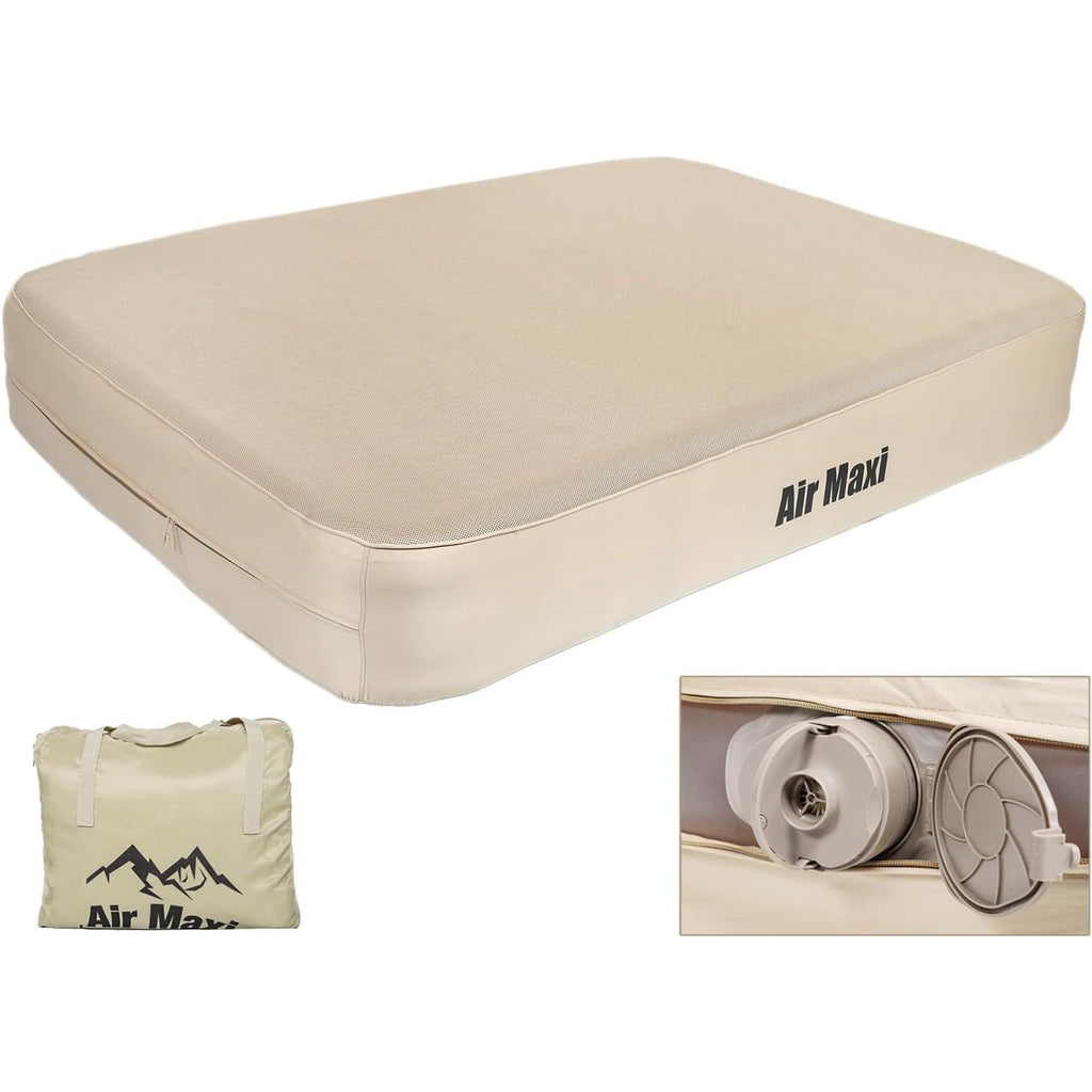 Air Bed with Built-in Pump, Self-Inflating Air Mattress with Air Pump, Double Layers Comfortable Blow Up Mattress, Inflatable Bed for Guests, Camping, Travel Removable Washing