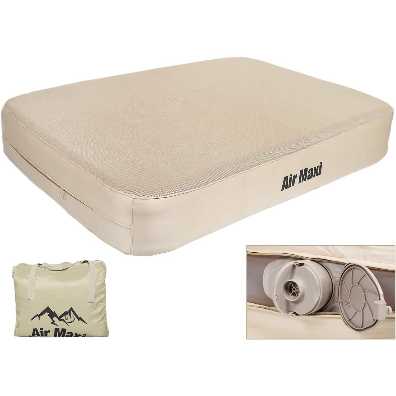 Air Bed with Built-in Pump, Self-Inflating Air Mattress with Air Pump, Double Layers Comfortable Blow Up Mattress, Inflatable Bed for Guests, Camping, Travel Removable Washing