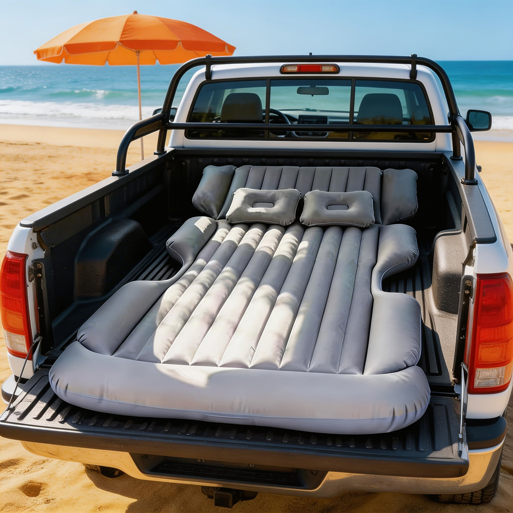 Comfortable Thickened Gray\u002FBlack Car Inflatable Mattress, Car Additions, Inflatable Car Bed for Truck And SUV Trunk, Foldable And Portable Skin-Friendly Back Seat Mattress, Camping Gear And Equipment