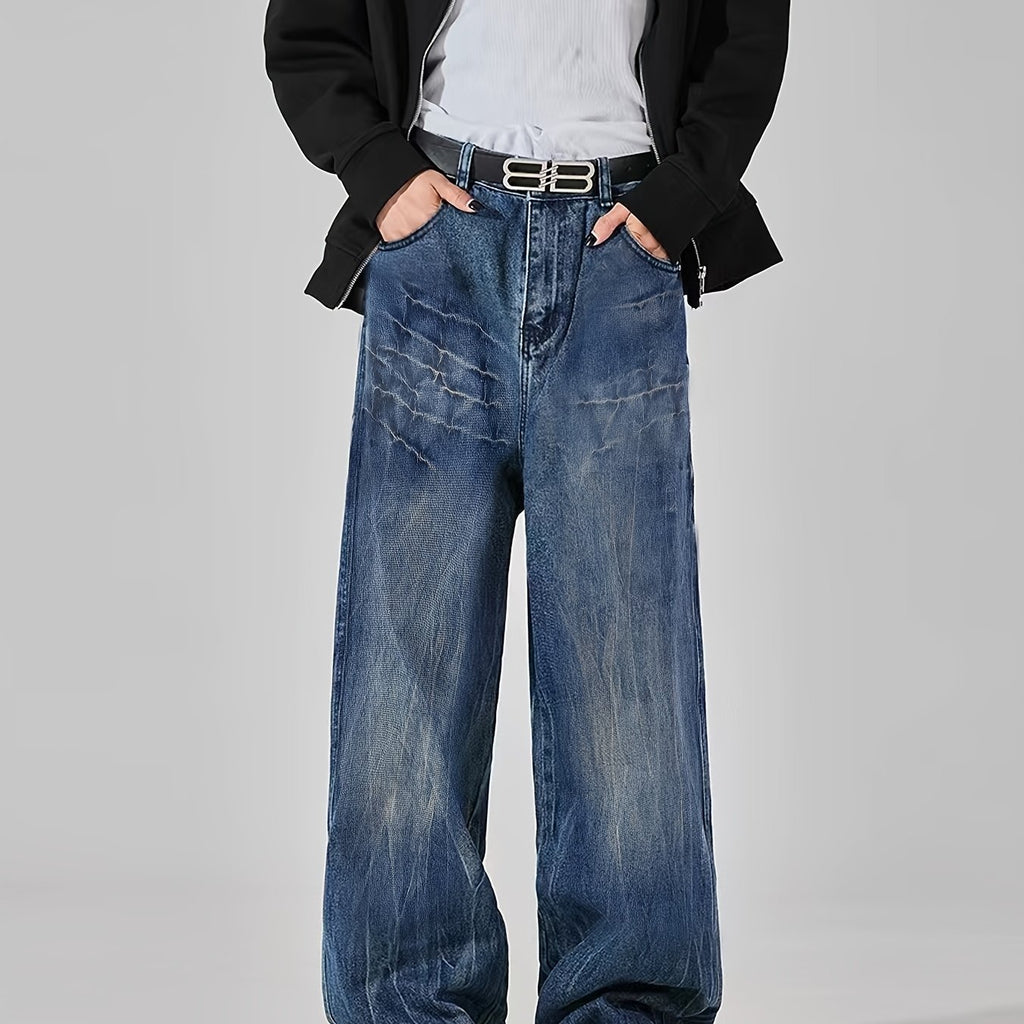 Men'S Spring\u002Fsummer American Loose Straight-leg Wide-leg Casual Jeans