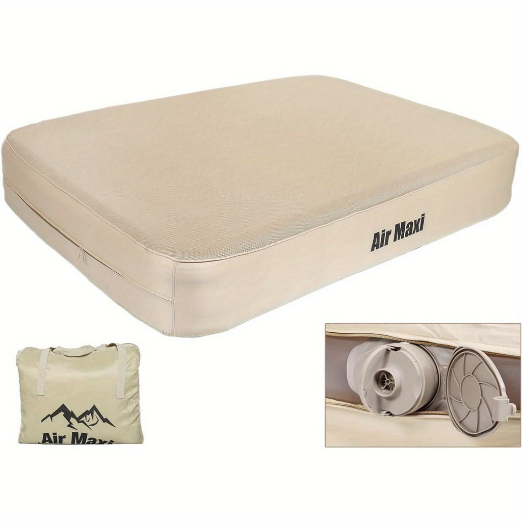 Air Bed with Built-in Pump, Self-Inflating Air Mattress with Air Pump, Double Layers Comfortable Blow Up Mattress, Inflatable Bed for Guests, Camping, Travel Removable Washing