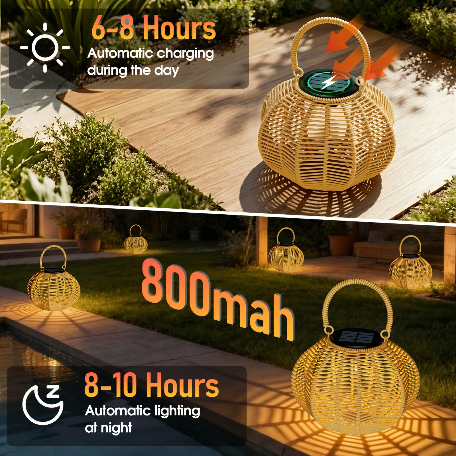 Solar-powered Outdoor Hanging Lantern | Large Solar Lantern, Design, Built-in Light Bulb, Bright Illumination, Suitable For Gardens, Patios, Courtyards, And Tabletop Decoration