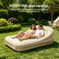 2-In-1 Inflatable Sofa Bed with Backrest, Portable Beige Air Mattress. Suitable for Garden, Balcony, Tent, Music Festival, Beach And Camping. Puncture-Resistant Heavy-Duty Inflatable Travel Bed, Ideal Outdoor Leisure Lounge Bed for Sunny Days