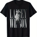 Boys, teenagers and students casual printed Black round neck pullover short-sleeved T-shirt summer tops