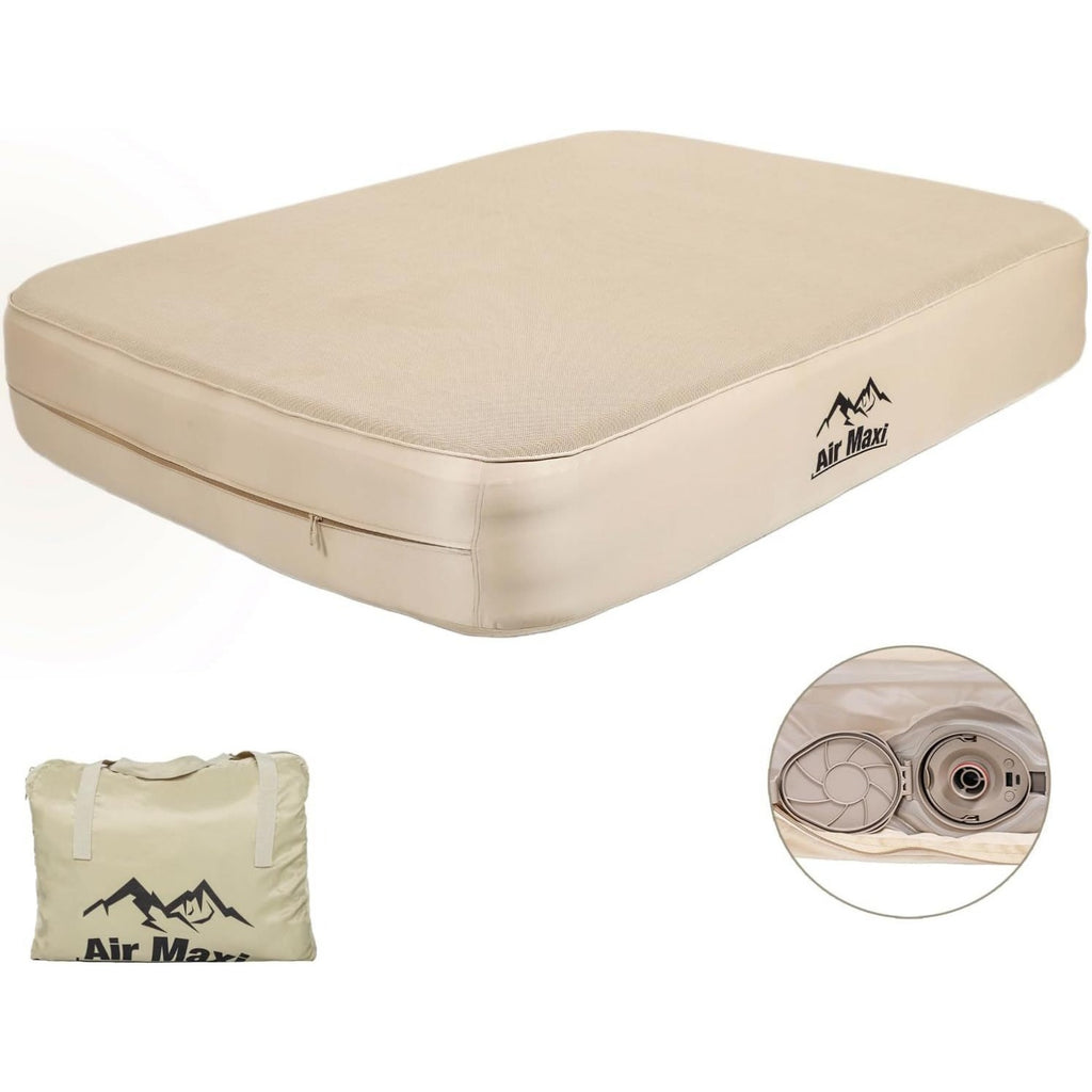 Air Bed with Built-in Pump, Self-Inflating Air Mattress with Air Pump, Double Layers Comfortable Blow Up Mattress, Inflatable Bed for Guests, Camping, Travel Removable Washing