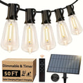 Solar Powered 50ft\u002F115ft\u002F240ft Solar String Lights - Dimmable ST38 LED, Shatterproof Bulbs - Patio Hanging Lights for Backyard, Garden, Party, Halloween, Christmas Decoration