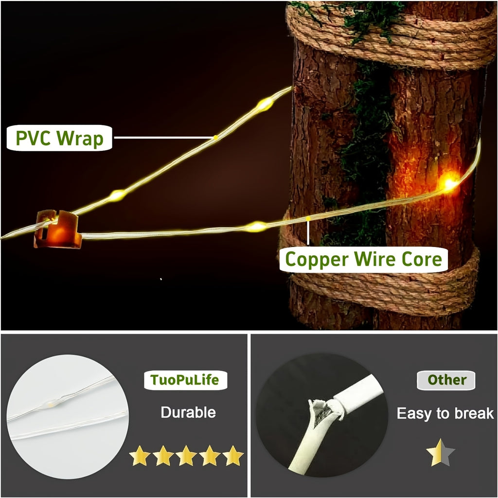 Solar Camping String Lights 39.4ft Fairy String Lights 150 LED Portable Camping Lamp with 8 Lighting Modes Hanging USB Rechargeable Tent Lantern for Awning Garden Party Decor Remote Control
