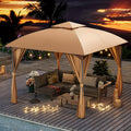 LUAUSAINT HOME 10X10 Ft Arch Gazebo Canopy Tent with Side Curtains, Easy Setup Party Tent Shelter for Patio, Poolside, Backyard And Lawn, Gray