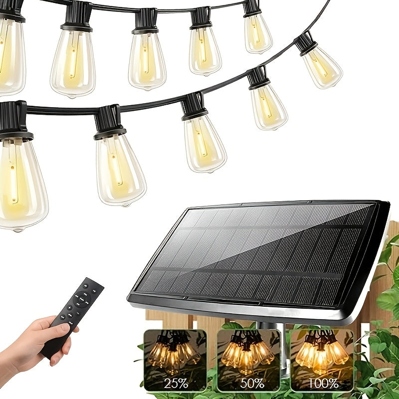 Solar Powered 50ft\u002F115ft\u002F240ft Solar String Lights - Dimmable ST38 LED, Shatterproof Bulbs - Patio Hanging Lights for Backyard, Garden, Party, Halloween, Christmas Decoration