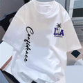 1-Pack ' Casual Printed White Round Neck Short-Sleeve T-Shirt - 100% Cotton, Summer Top, Cartoon Design, Soft & Breathable, Machine Washable, & Teens