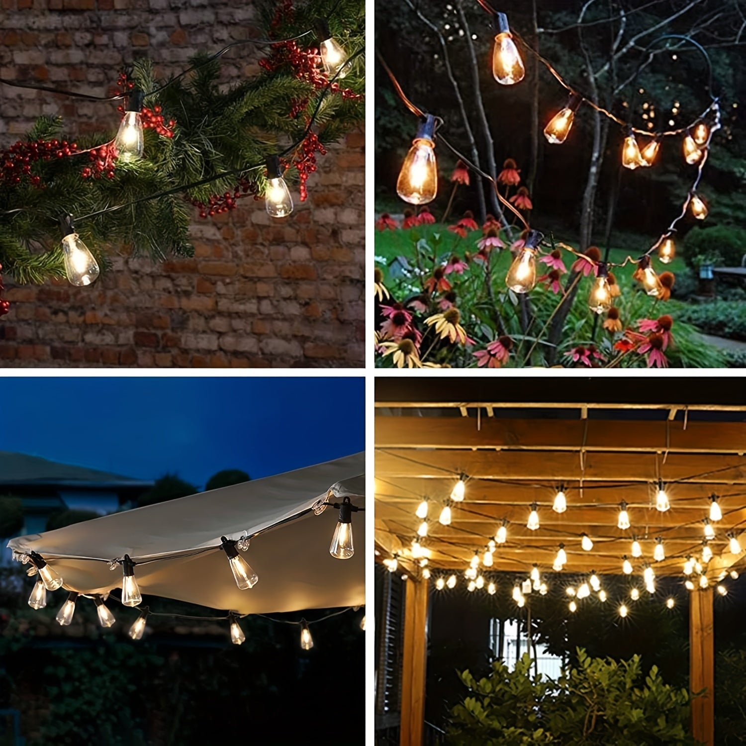 Solar Powered 50ft\u002F115ft\u002F240ft Solar String Lights - Dimmable ST38 LED, Shatterproof Bulbs - Patio Hanging Lights for Backyard, Garden, Party, Halloween, Christmas Decoration